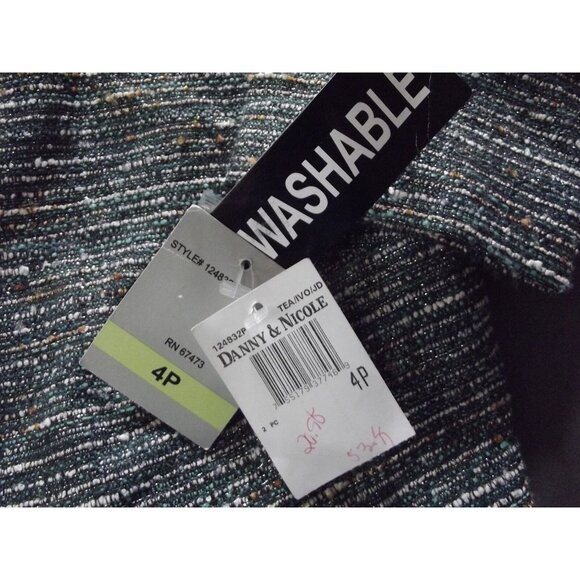 Danny & Nicole Crop Jacket Womens 4P Green Silver Black Bolero short shrug 4S - Picture 4 of 5